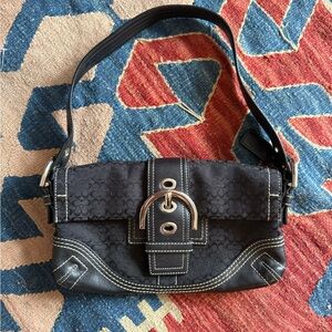 Coach Black SoHo Shoulder Bag with Silver Buckle